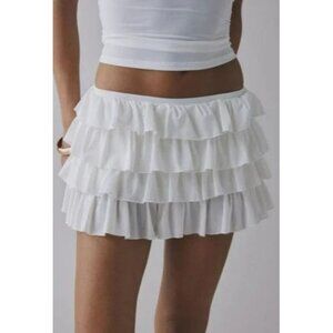 Urban Outfitters Cloud Dancer White Ruffled Micro Mini Skirt Skort NWT